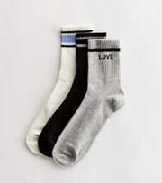 New Look 3 Pack Multicoloured Love Logo Tube Socks